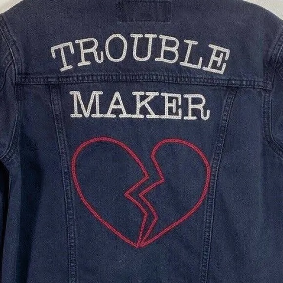 Trouble maker-lucky brand distressed jean jacket - Picture 3 of 7